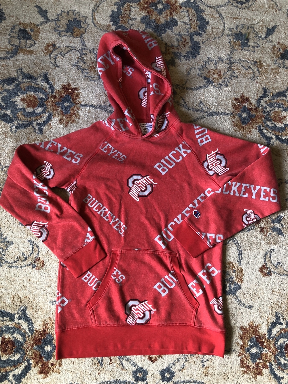 Vintage Women’s Ohio State Buckeyes Hoodie Size L Champions All Over Print